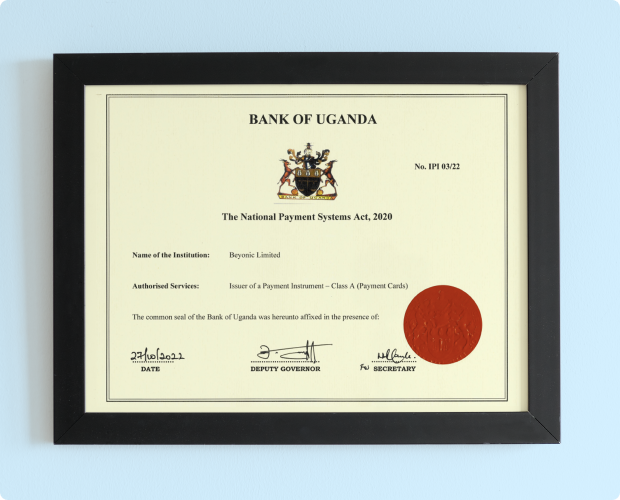 Beyonic license by bank of uganda